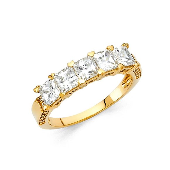 3.5mm 14K yellow gold or white Gold CZ Wedding Band Ring